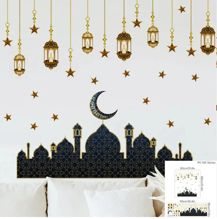 Eid Window Stickers Ramadan Decoration Eid Mubarak Decor for Home 2025 Ramadan Kareem Islam Muslim Party Supplies Eid Al-fitr