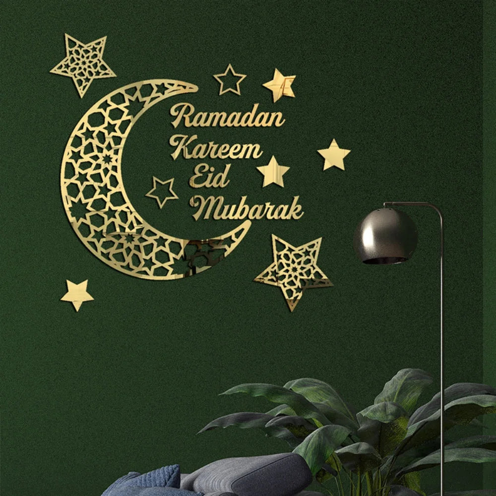 Eid Mubarak Decor Wall Sticker Ramadan Decoration Eid AL Adha Islamic Muslim Party Decor Wall Decal for Home Ramadan Kareem Gift