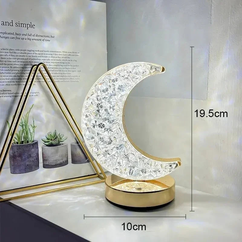 Bedroom Crystal Touch Dimming Night Light Girls Room Home Decor Aesthetics USB Bedside LED Ambient Table 3d Moon Lamp