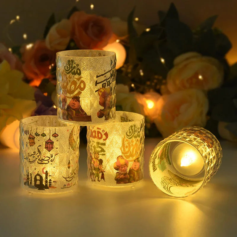 Ramadan Kareem Led Candle Light Eid Mubarak Decoration for Home Islamic Muslim Party Favors Supply Eid Al-Fitr Ornaments Lantern