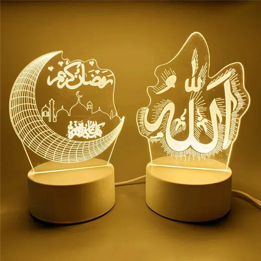 2025 Muslim Ramadan Decor Ornament EID Mubarak LED Festival Night Light Eid Al Adha Gift Gurbang Ramadan Decoration for Home