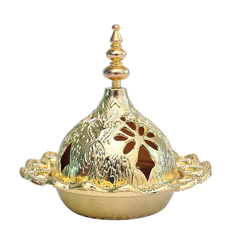 Incense Burner Holder Metal Censer Cone Arabian Stick Frankincense Vintage Incense Coil Ash Catcher Iron Aromatherapy Fragrance