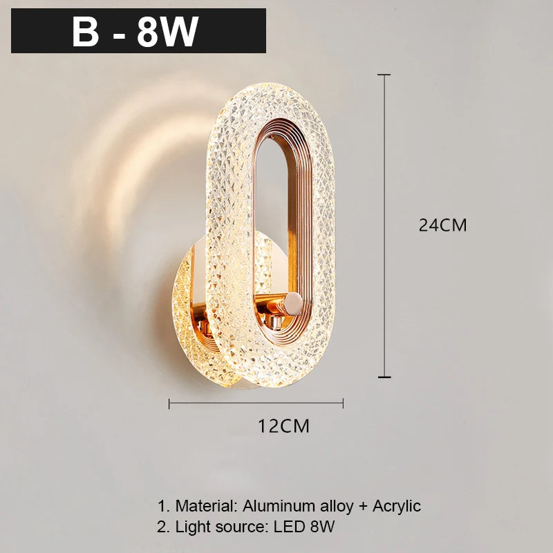 Nordic Crystal LED Wall Lamp Home Decoration Luxury Wall Sconce for Bedroom Bedside Living Room Aisle Indoor Lighting Luminaria