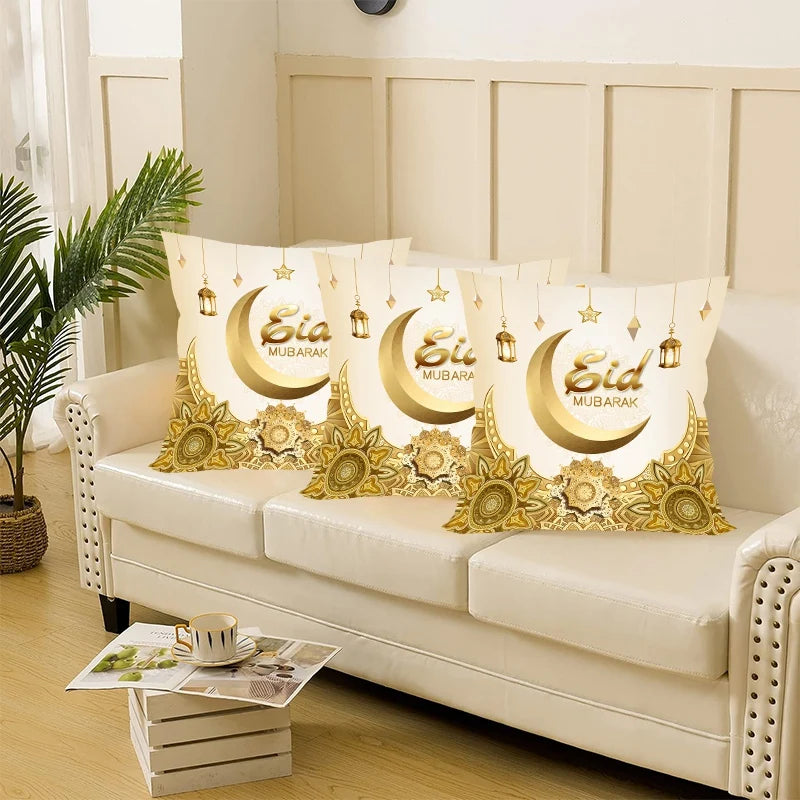 Eid Mubarak Cushion Cover Pillow Case Ramadan Kareem Decoration For Home 2025 Muslim Islam Party Decor Gift Eid Al Adha Supplies