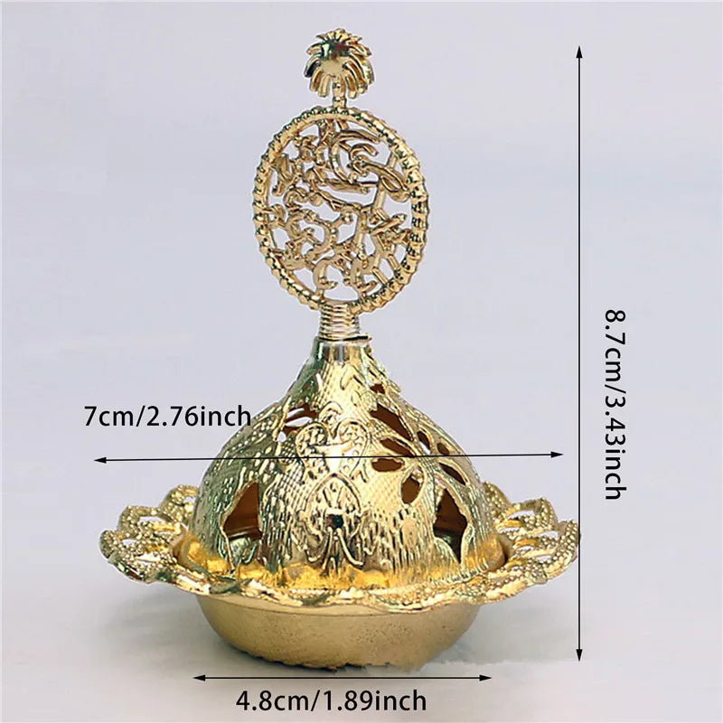 2024 Muslim Eid Mubarak Star Moon Mini Portable Golden Incense Tower Ornaments Ramadan Decor for Home Ramadan Kareem Party Decor