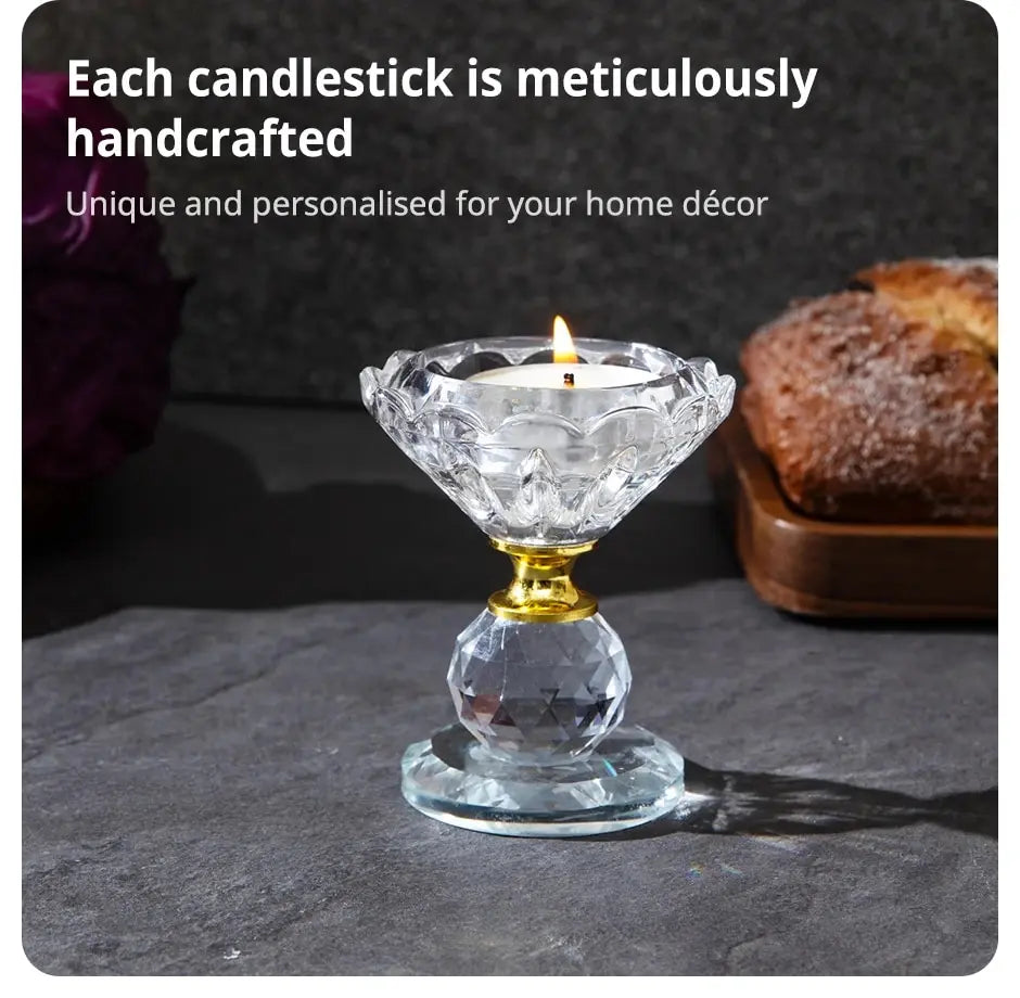 1 Pc Creative Transparent Diamond Crystal Glass Candle Holder Home Bedroom Living Room Dining Table Ambience Making Decoration