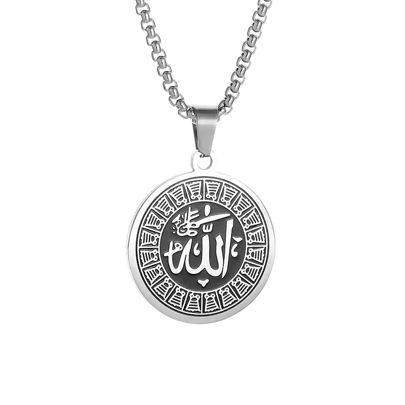 Stainless Steel Muslim Arabic Islamic Religious Pendant Necklace Men Women Amulet Jewelry Ramadan Gift