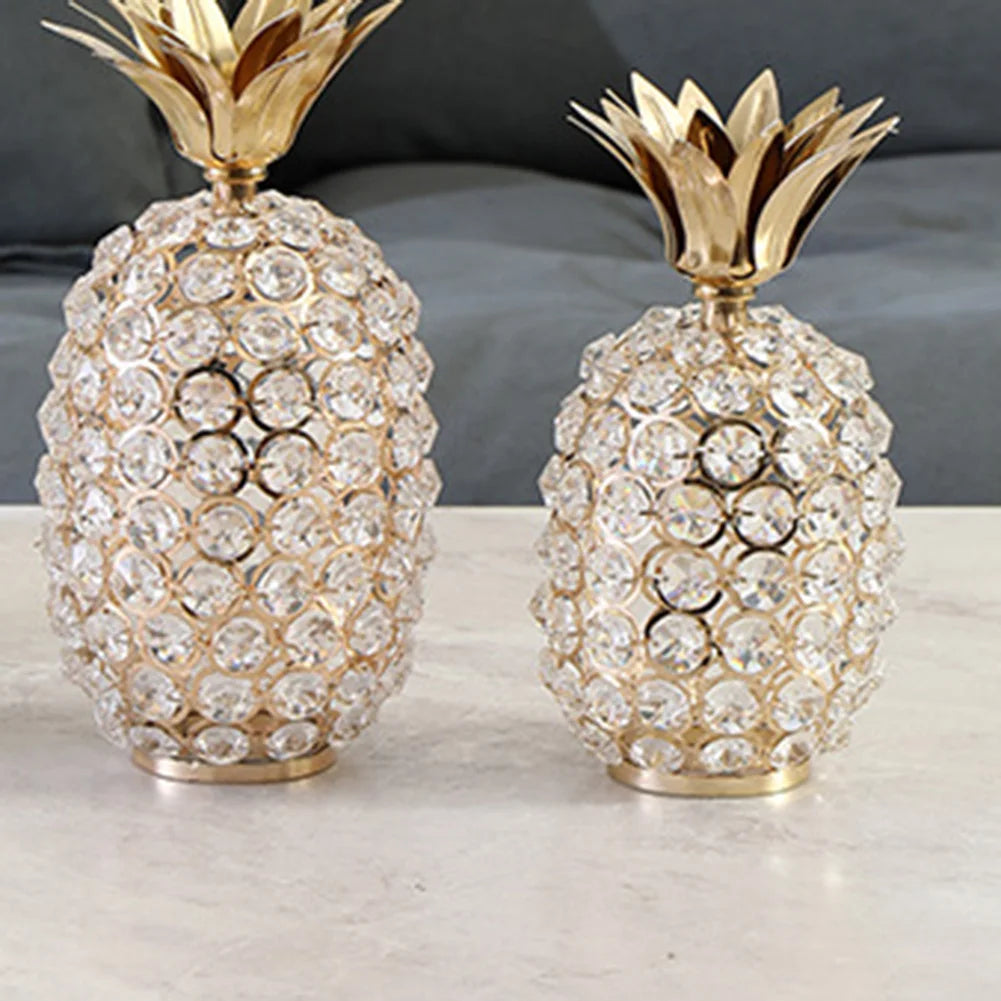 Creative Fruit Ornaments Bling Rhinestone Pineapple Shape Miniatures Snow Pear Crafts Home Wedding Decoration Photography Props