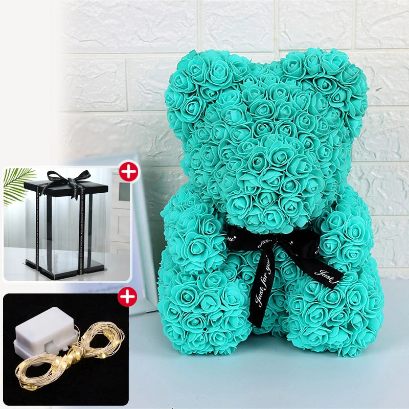 Artificial Rose Bear Light Teddy Bear Gift with Box