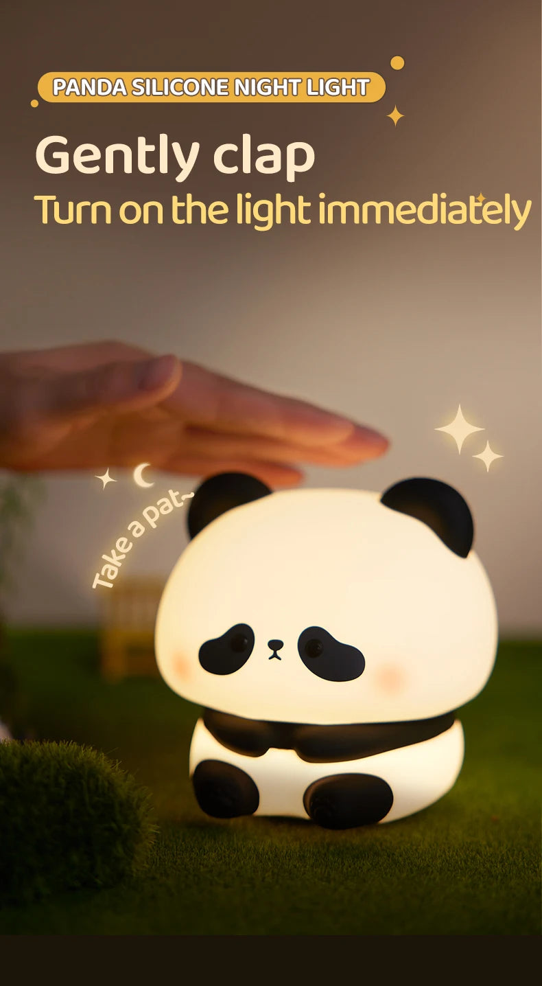 Panda LED Night Light Silicone USB Rechargeable Touch Lamp for Bedroom Timing Decoration Cute Animal Design Children's Gift