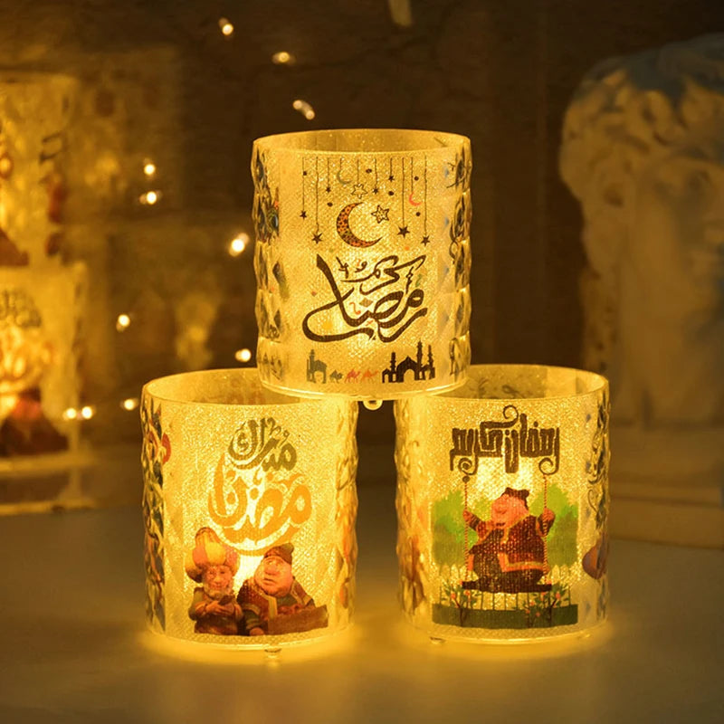 Ramadan Kareem Led Candle Light Eid Mubarak Decoration for Home Islamic Muslim Party Favors Supply Eid Al-Fitr Ornaments Lantern