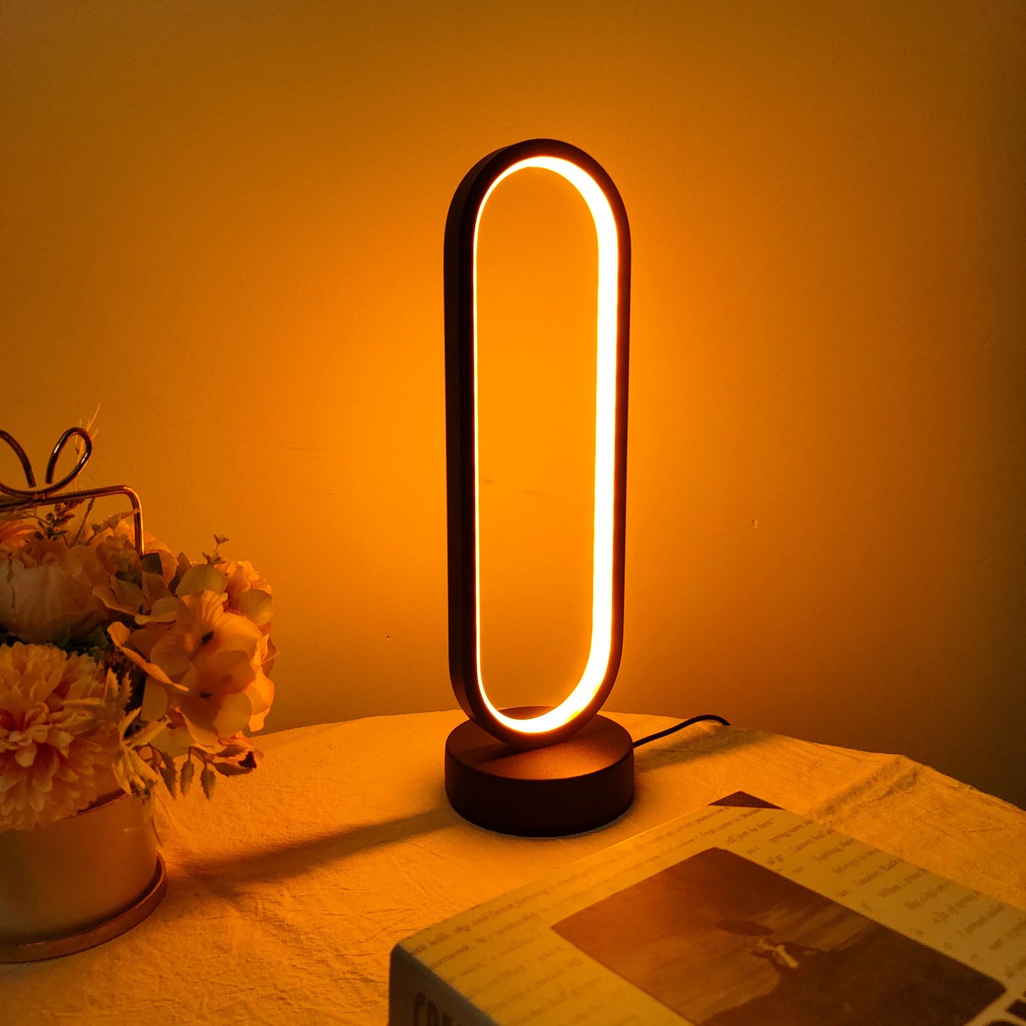 Three-Color Dimming LED Night Light Bedside Lamp for Bedroom and Living Room One-Piece Design with Adjustable Ring