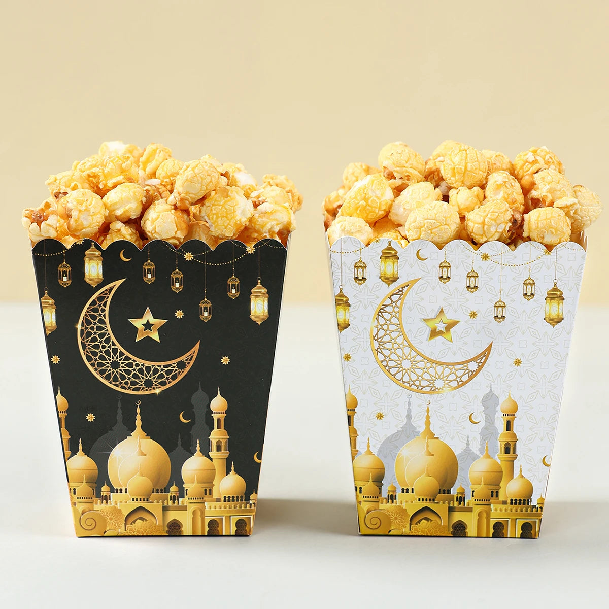 EID Popcorn Box Candy Bag Biscuit Gift Box Ramadan Decorations For Home 2025 EID Mubarak Islamic Muslim Party Decor Eid al-Fitr