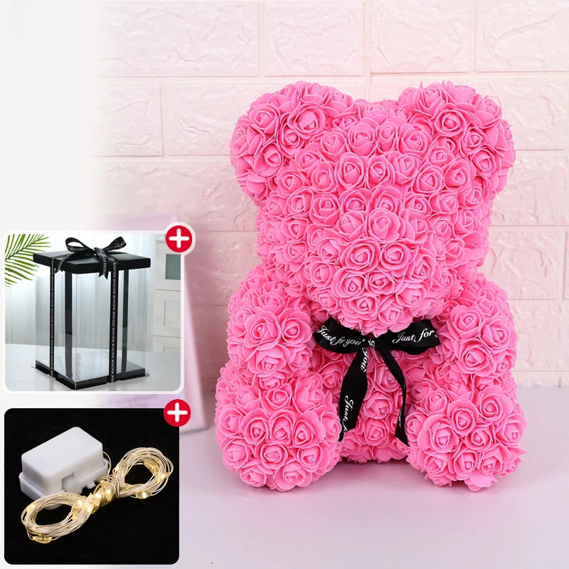 Artificial Rose Bear Light Teddy Bear Gift with Box