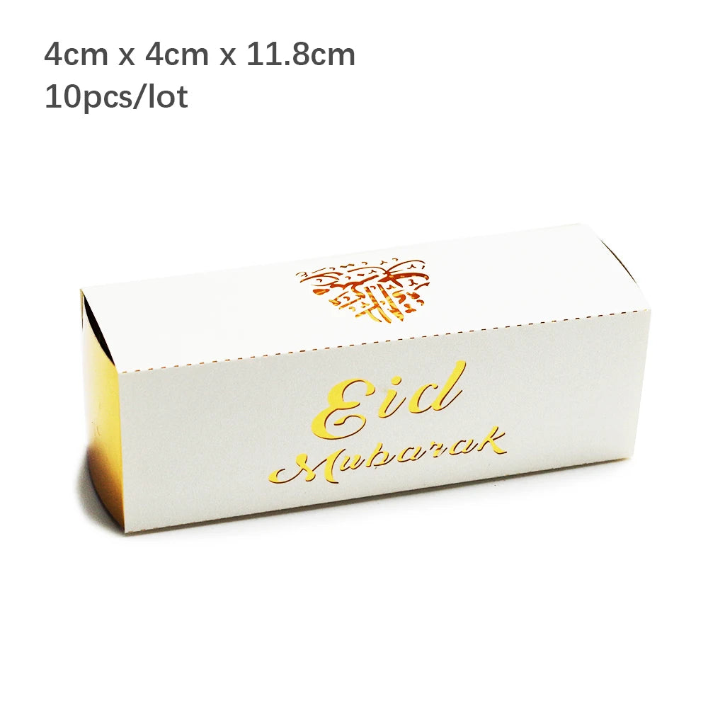 10Pcs Ramadan Gift Boxes Eid Mubarak Paper Gift Packing Boxes Gold Hollow Ramadan Gift Candy Packages Ramadan Decoration 2025