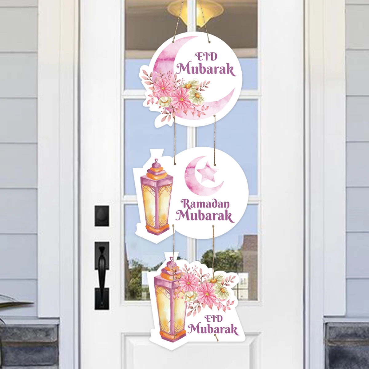 Eid Mubarak Moon Star Door Hanging Ramadan Kareem Decorations For Home 2025 Islamic Muslim Party Supplies Chandelier Wall Banner