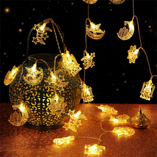 Moon Star Eid Mubarak String Light 2025 Ramadan Decoration For Home Ramadan Kareem Islam Muslim Party Decor Eid Al Adha Gifts