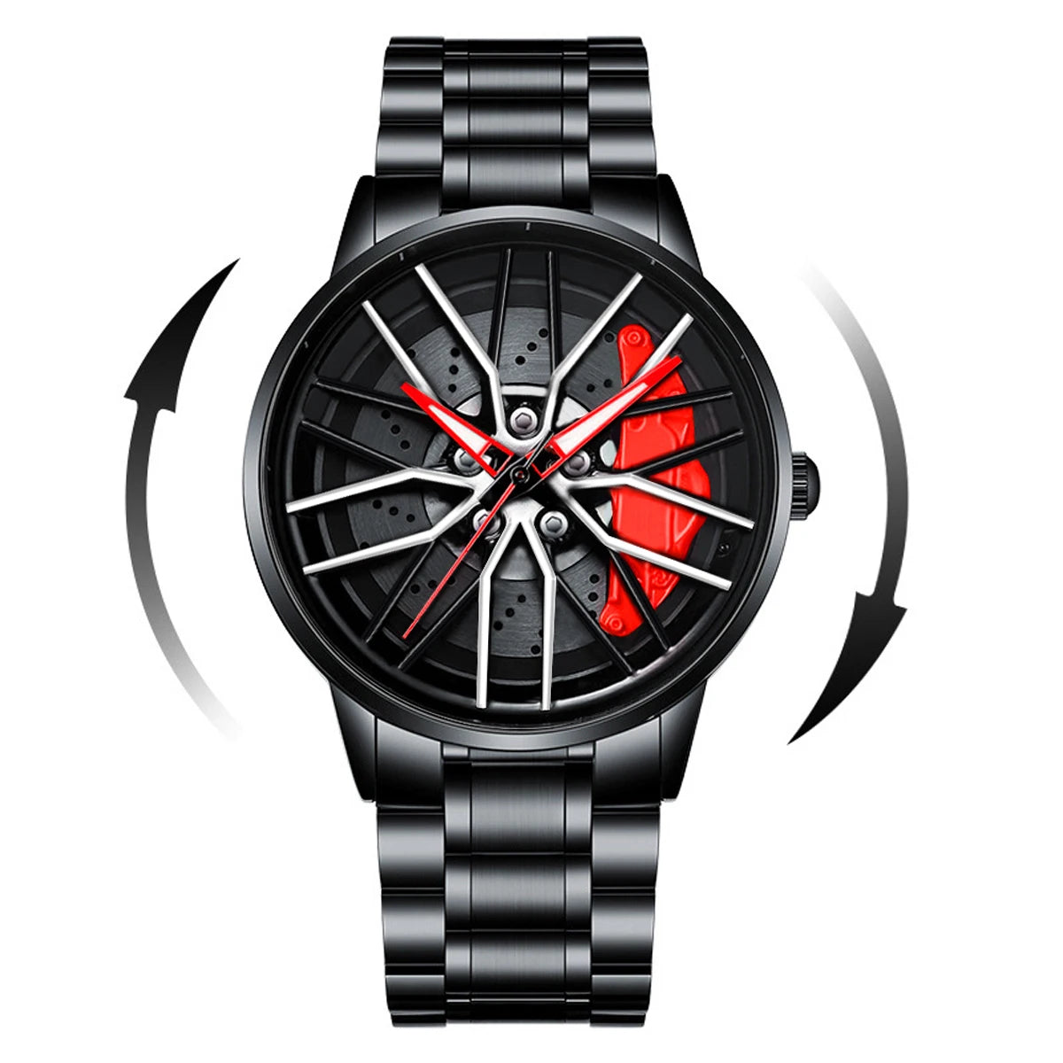 2024 New Stainless Steel Quartz Car Watch with Rotating Dial Sports Style Black Wristwatch by VA AV VOOM Top Brand