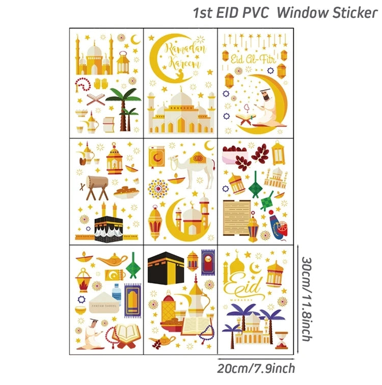 Eid Window Stickers Ramadan Decoration Eid Mubarak Decor for Home 2025 Ramadan Kareem Islam Muslim Party Supplies Eid Al-fitr