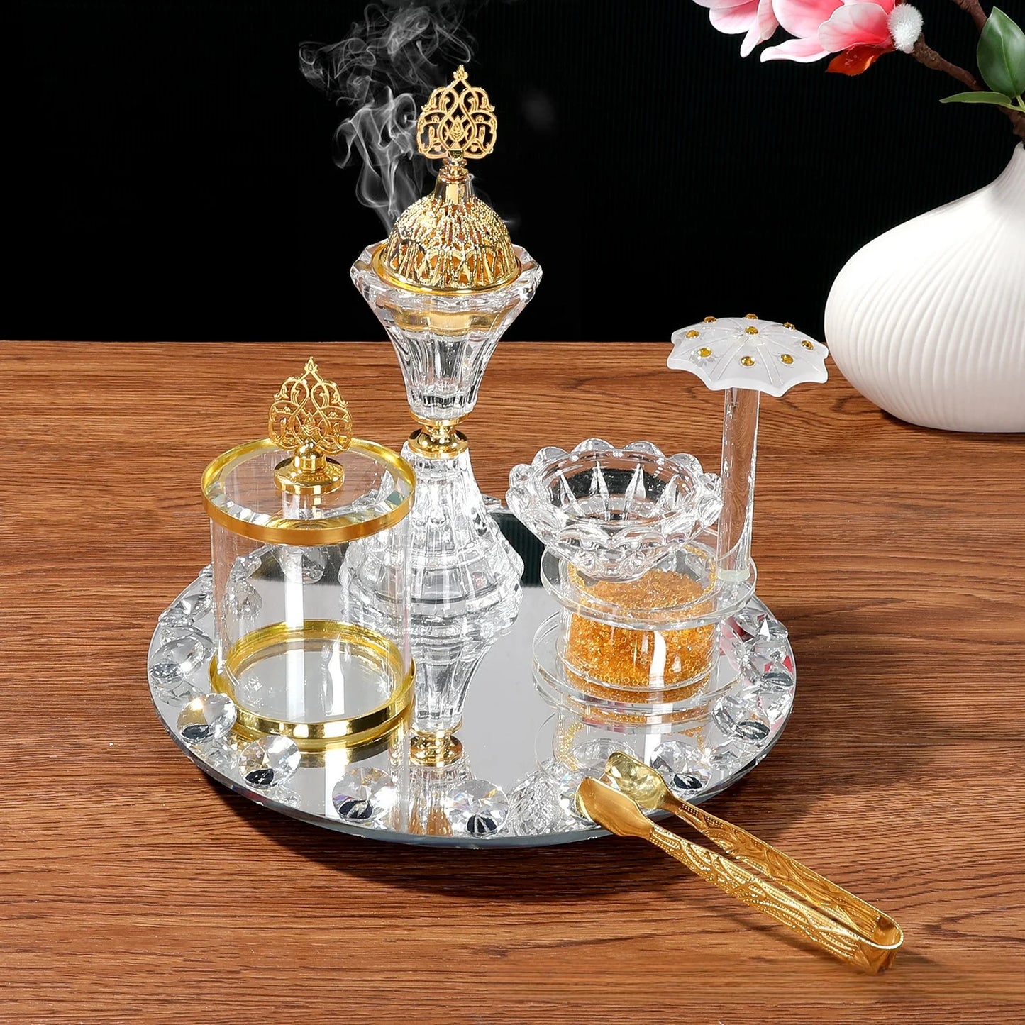 Arabian Metal Crystal Incense Burner, Middle East, Home Decor Ornament, Table Decor, Hot Selling