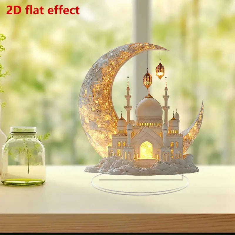 Ramadan Festival 2D Acrylic Moon Castle Craft Ornament 2025 Eid Al-fitr Mubarak Decoration Islamic Muslim Home Party Table Gifts