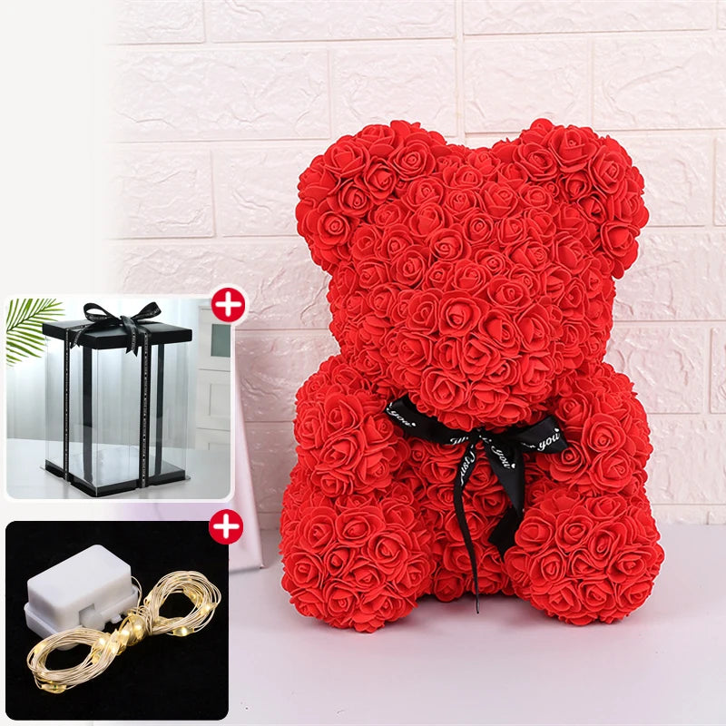 Artificial Rose Bear Light Teddy Bear Gift with Box