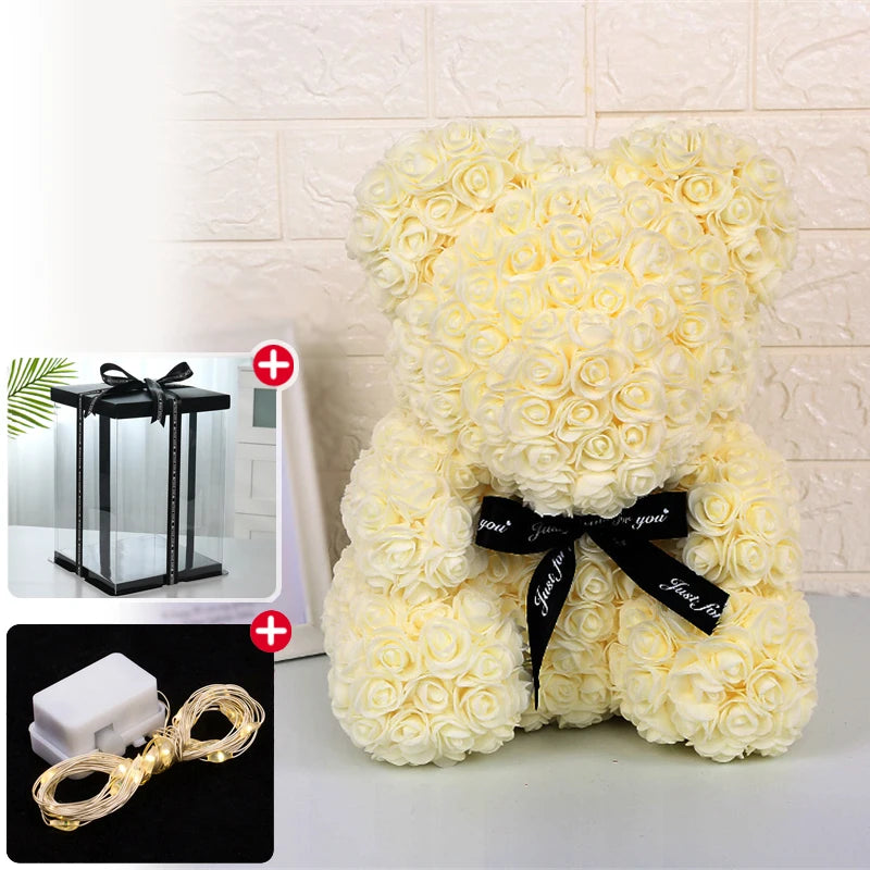 Artificial Rose Bear Light Teddy Bear Gift with Box