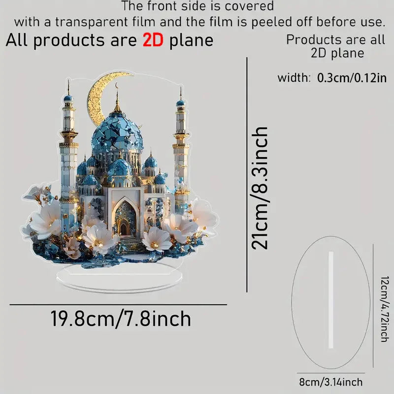 Ramadan Festival 2D Acrylic Moon Castle Craft Ornament 2025 Eid Al-fitr Mubarak Decoration Islamic Muslim Home Party Table Gifts