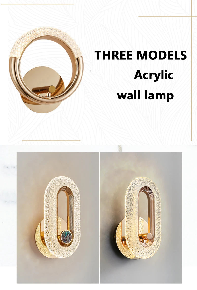 Nordic Crystal LED Wall Lamp Home Decoration Luxury Wall Sconce for Bedroom Bedside Living Room Aisle Indoor Lighting Luminaria