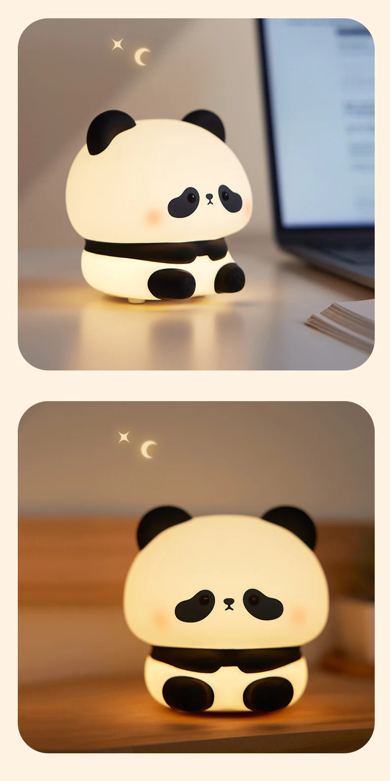 Panda LED Night Light Silicone USB Rechargeable Touch Lamp for Bedroom Timing Decoration Cute Animal Design Children's Gift