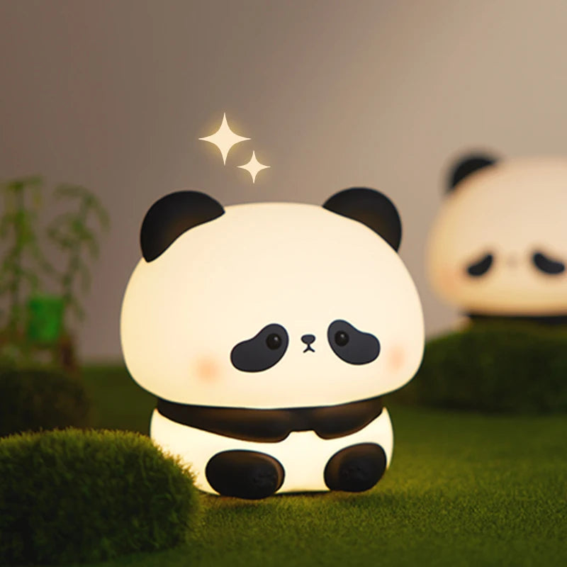 Panda LED Night Light Silicone USB Rechargeable Touch Lamp for Bedroom Timing Decoration Cute Animal Design Children's Gift