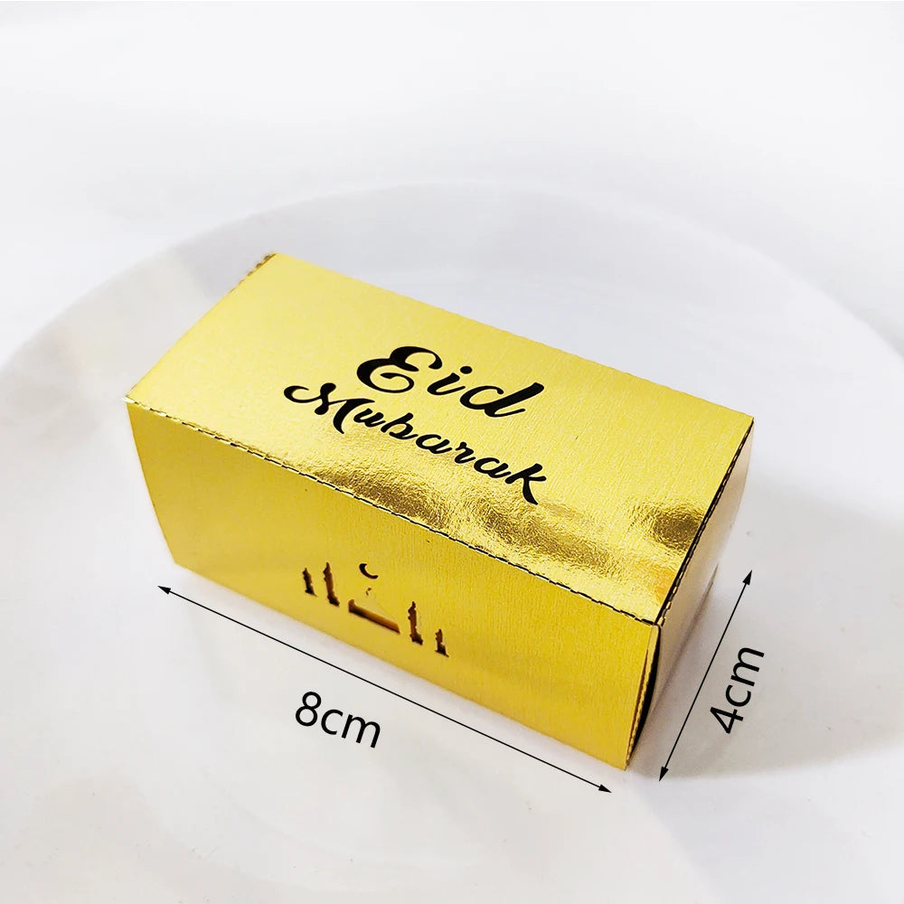 10Pcs Ramadan Gift Boxes Eid Mubarak Paper Gift Packing Boxes Gold Hollow Ramadan Gift Candy Packages Ramadan Decoration 2025