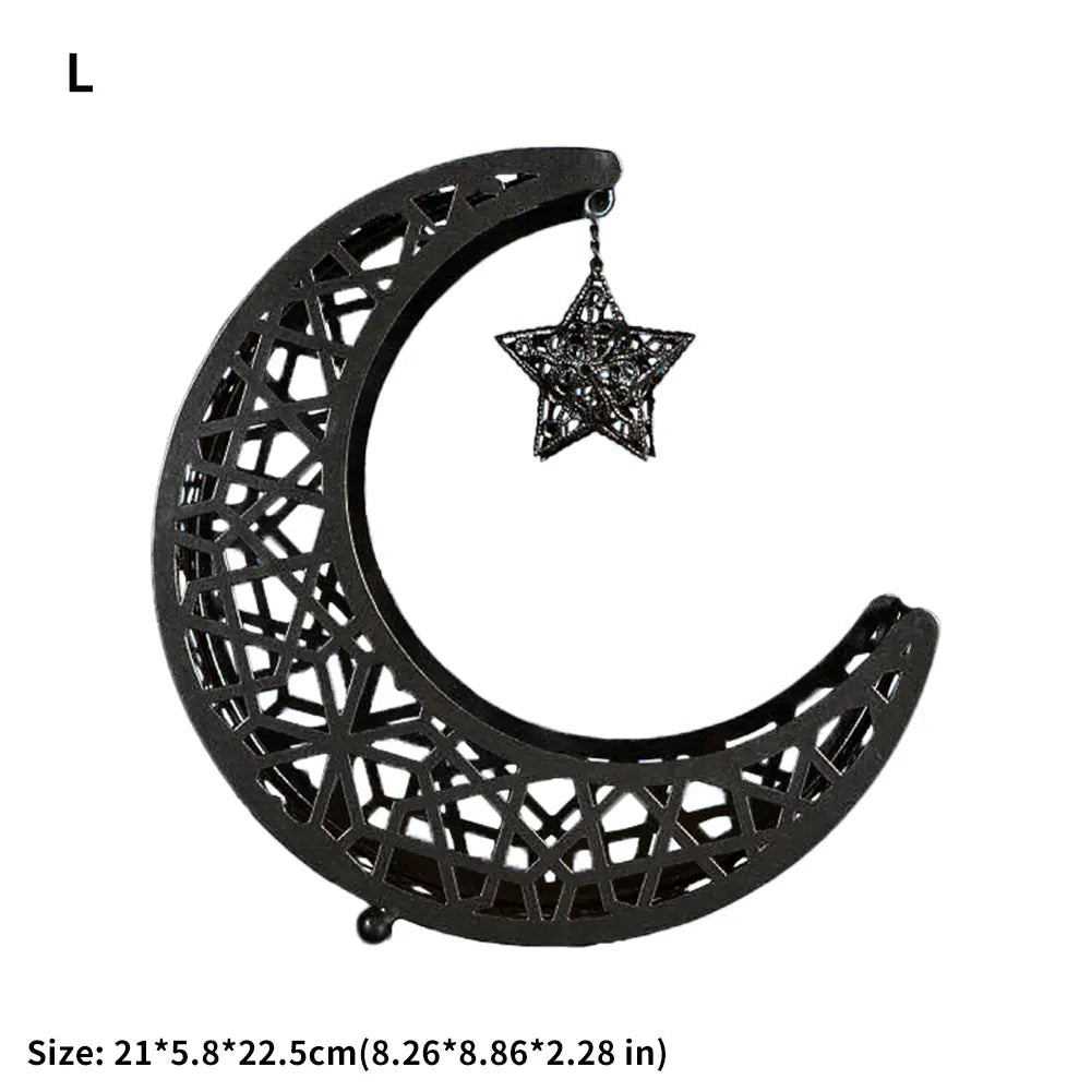 Golden Snack Tray Hollow Out Moon Star Shape Eid Mubarak Serving Platter Muslim Ramadan Nuts Plate Ramadan Candy Storage Box