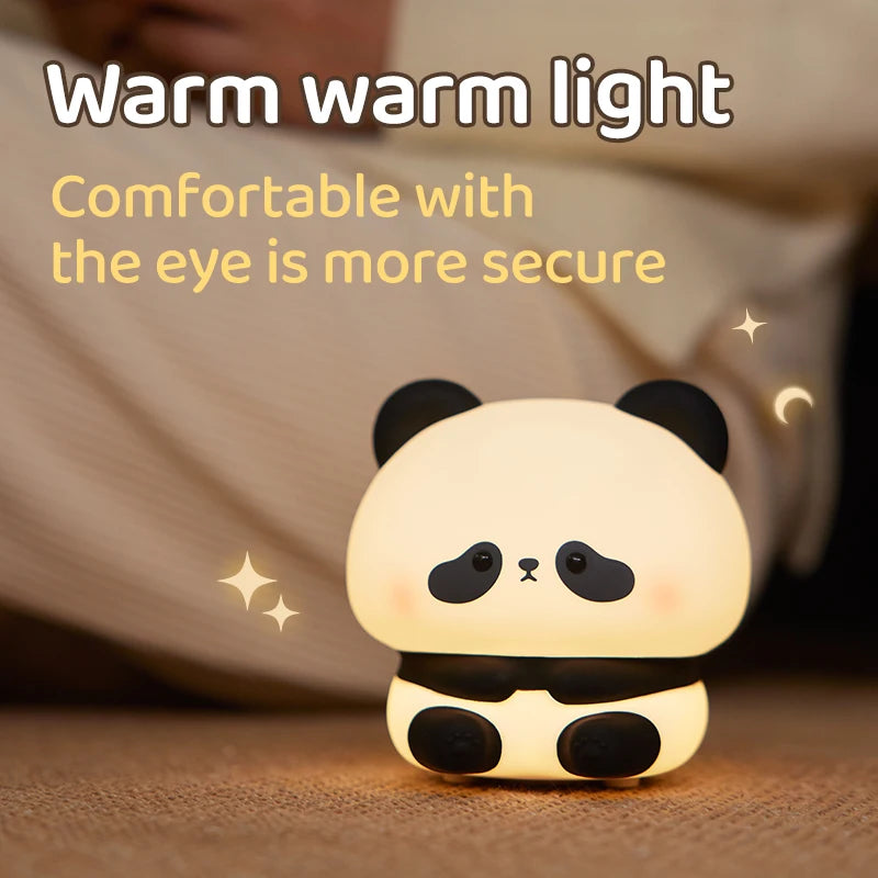 Panda LED Night Light Silicone USB Rechargeable Touch Lamp for Bedroom Timing Decoration Cute Animal Design Children's Gift