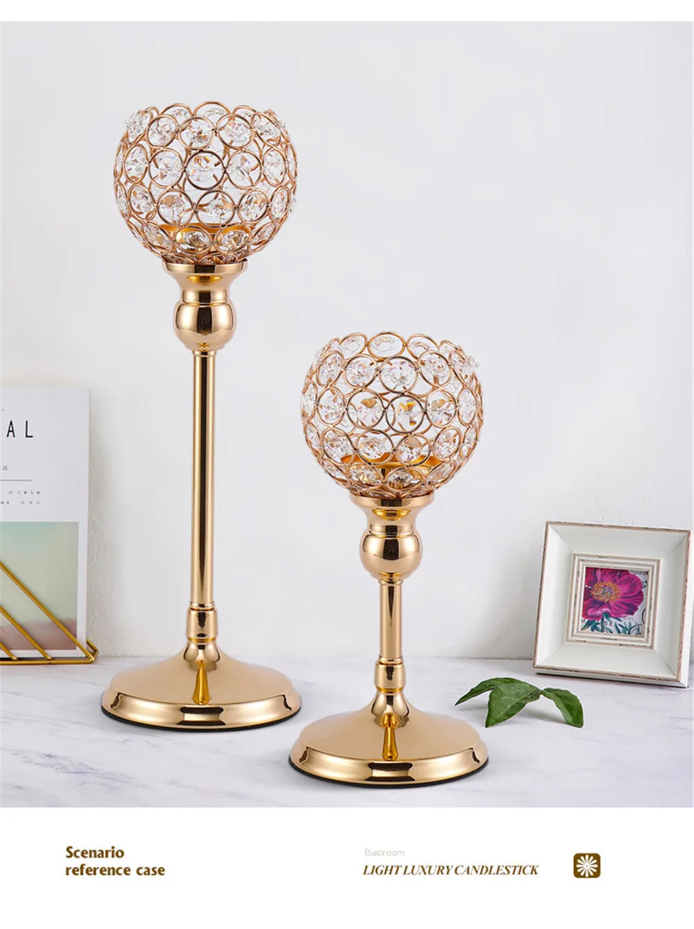 Metal Candle Holders Candlestick Crystal Coffee Dining Table Centerpieces Stand Candlesticks Wedding Christmas Home Decoration