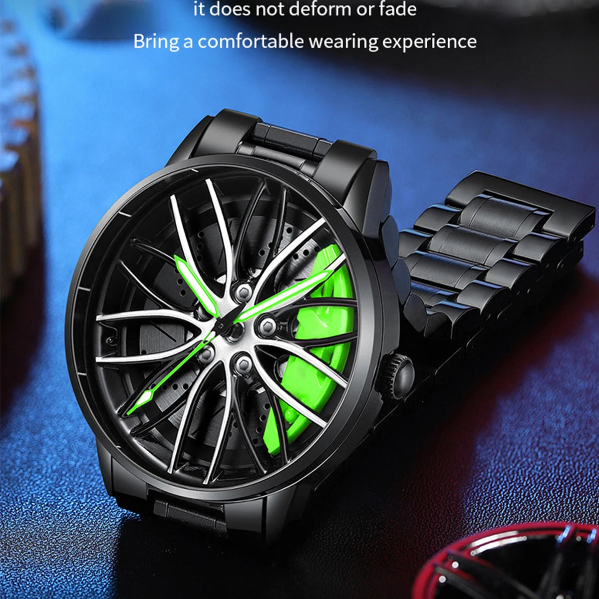 2024 New Stainless Steel Quartz Car Watch with Rotating Dial Sports Style Black Wristwatch by VA AV VOOM Top Brand