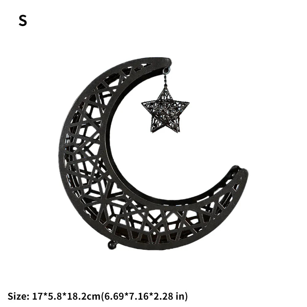 Golden Snack Tray Hollow Out Moon Star Shape Eid Mubarak Serving Platter Muslim Ramadan Nuts Plate Ramadan Candy Storage Box