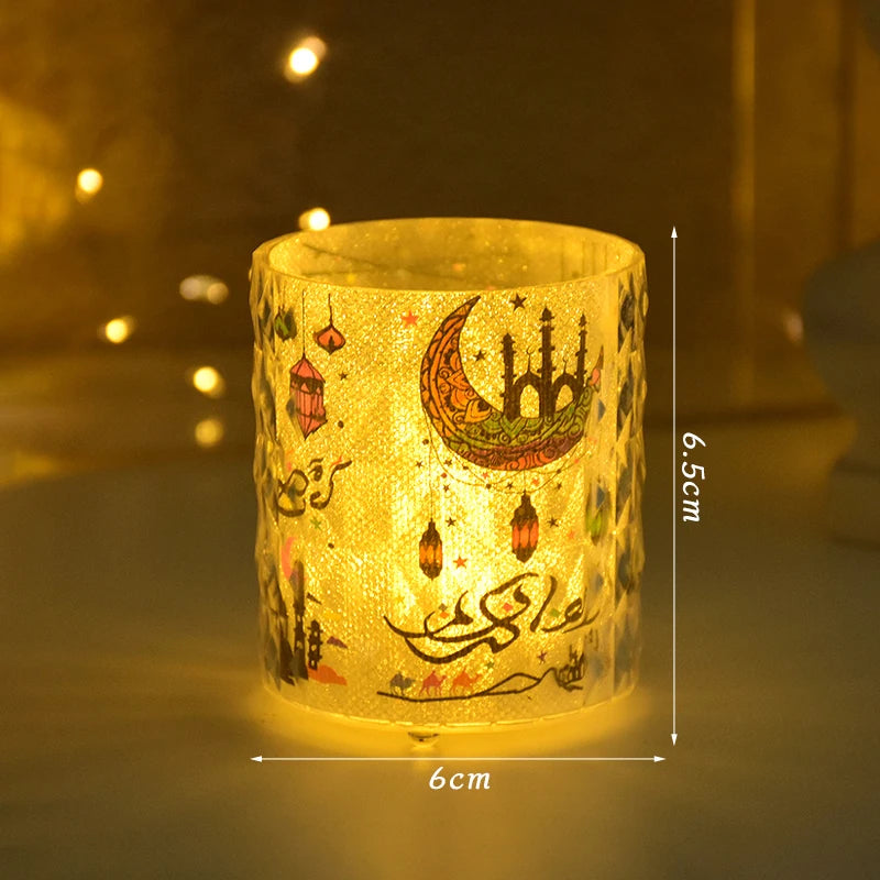 Ramadan Kareem Led Candle Light Eid Mubarak Decoration for Home Islamic Muslim Party Favors Supply Eid Al-Fitr Ornaments Lantern