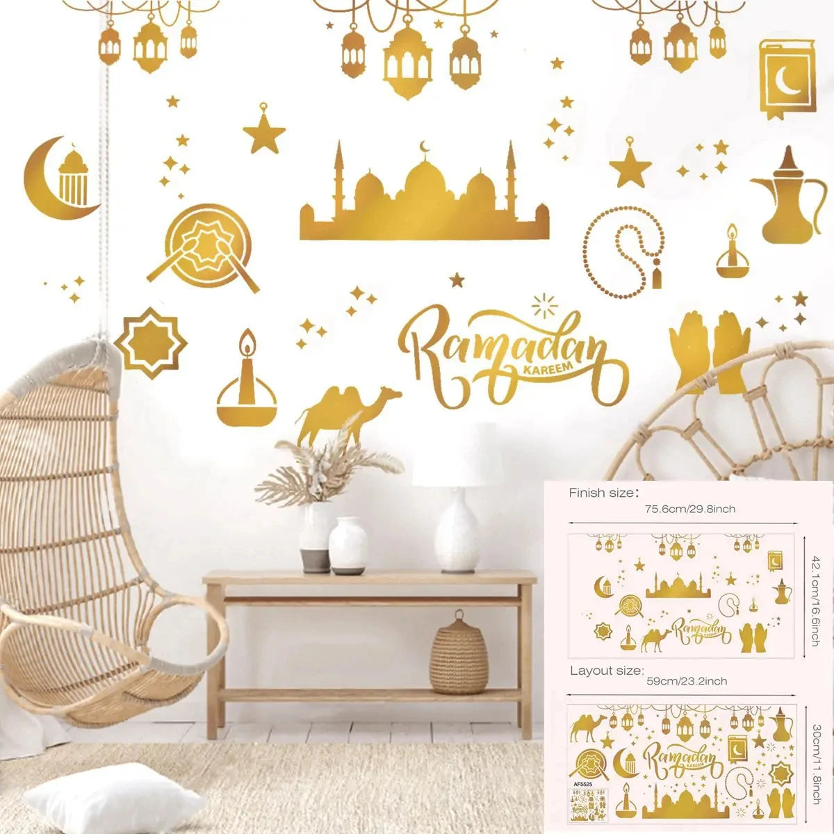 Eid Window Stickers Ramadan Decoration Eid Mubarak Decor for Home 2025 Ramadan Kareem Islam Muslim Party Supplies Eid Al-fitr