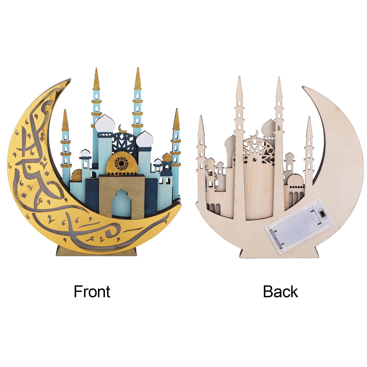 Ramadan Wooden Moon Mosque Night Light Table Ornament EID Mubarak Party Lights 2025 Islam Muslim Home Decoration Eid Al Adha