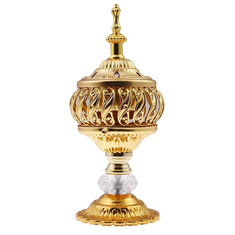 Incense Burner Holder Metal Censer Cone Arabian Stick Frankincense Vintage Incense Coil Ash Catcher Iron Aromatherapy Fragrance