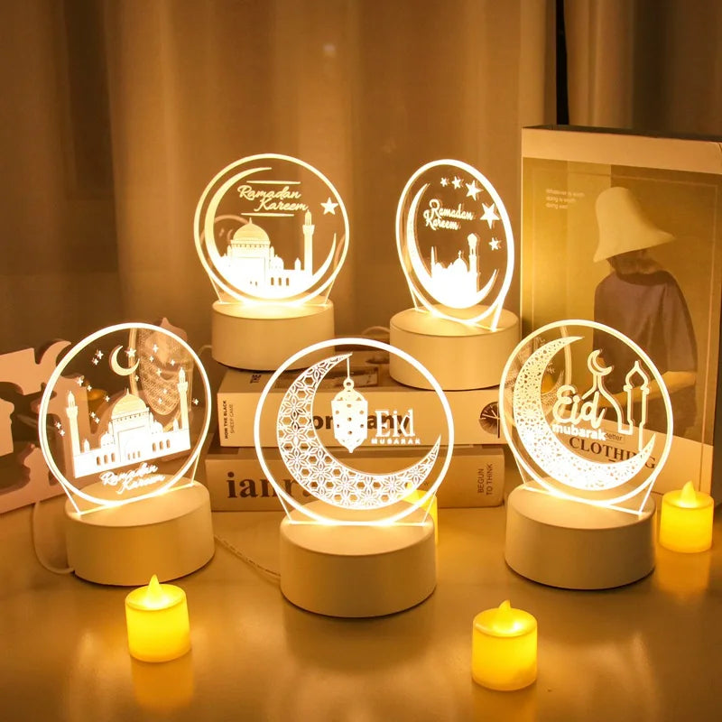 Eid Mubarak 3D Led Lamp Ramadan Night Light Led Moon Star Eid Bedroom Decoration Light Ornament Ramadan Decoration For Home 2025