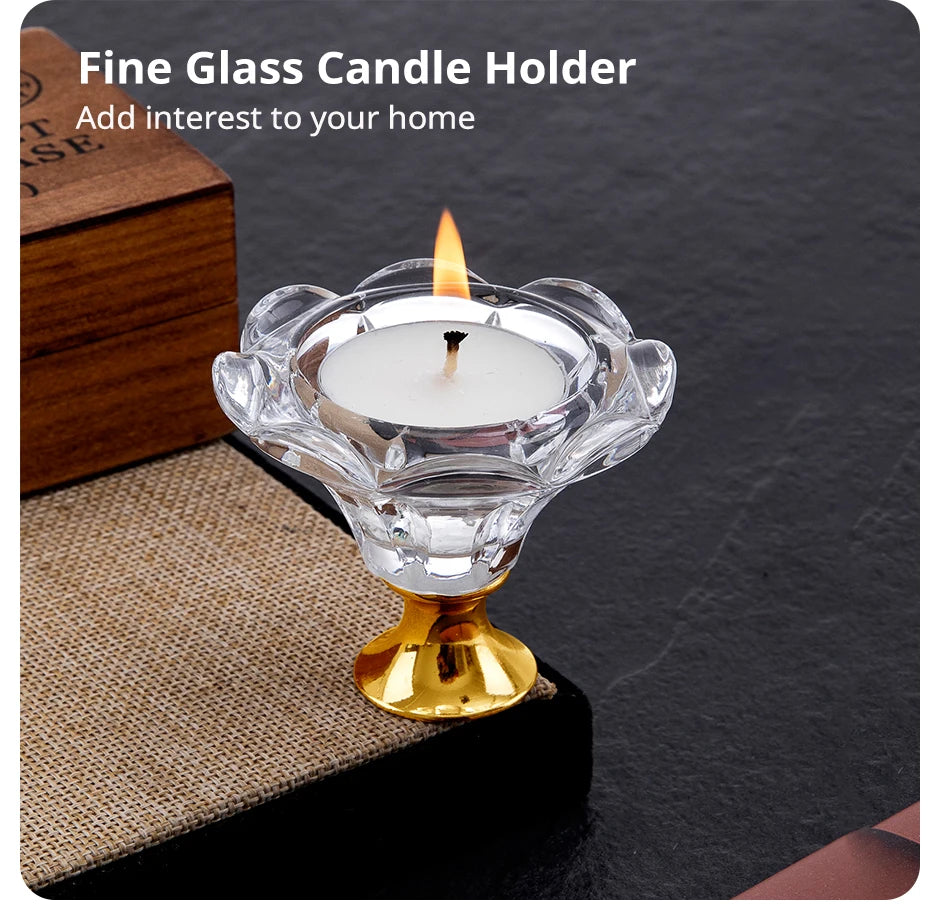 1 Piece Metal Glass Candle Holder Iron Home Decoration Ornament For Tabletop Party Holiday Wedding Supplies