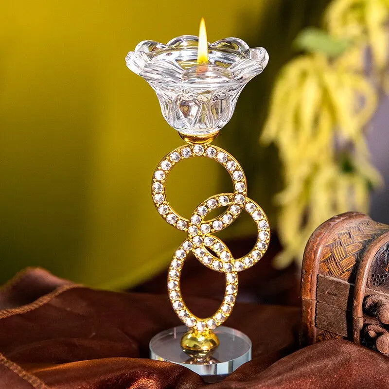 1 Piece Metal Glass Candle Holder Iron Home Decoration Ornament For Tabletop Party Holiday Wedding Supplies