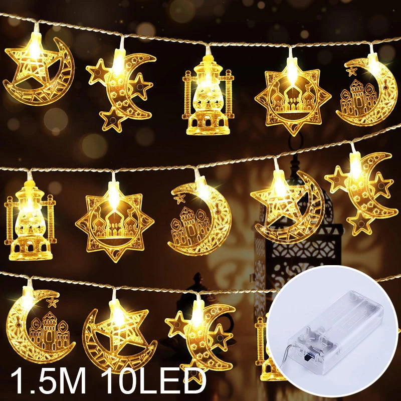 3D Moon Castle Acrylic LED Night Light Eid Mubarak Festival Ornaments Islamic Muslim Party Supplies 2024 Ramadan Home Decoration