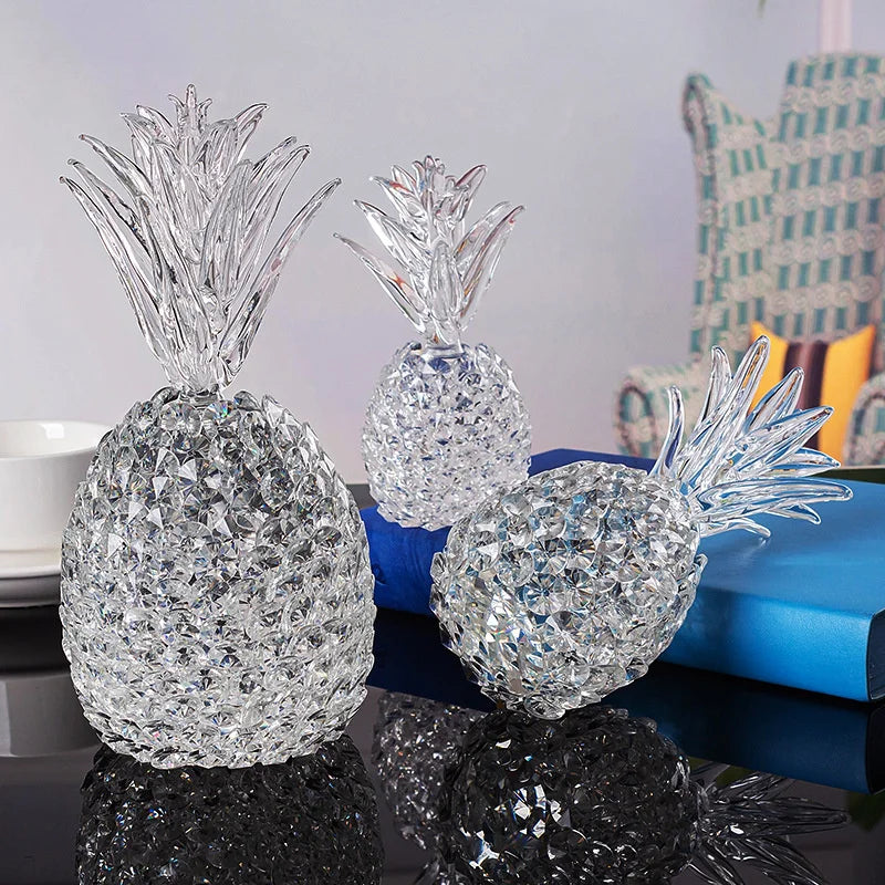 Transparent Crystal Decor Pineapple Home Decorations Ananas Living Room Wine Holder Crystal Figurines Exquisite Wedding Decor