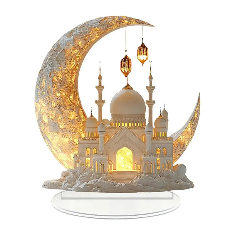 Ramadan Festival 2D Acrylic Moon Castle Craft Ornament 2025 Eid Al-fitr Mubarak Decoration Islamic Muslim Home Party Table Gifts